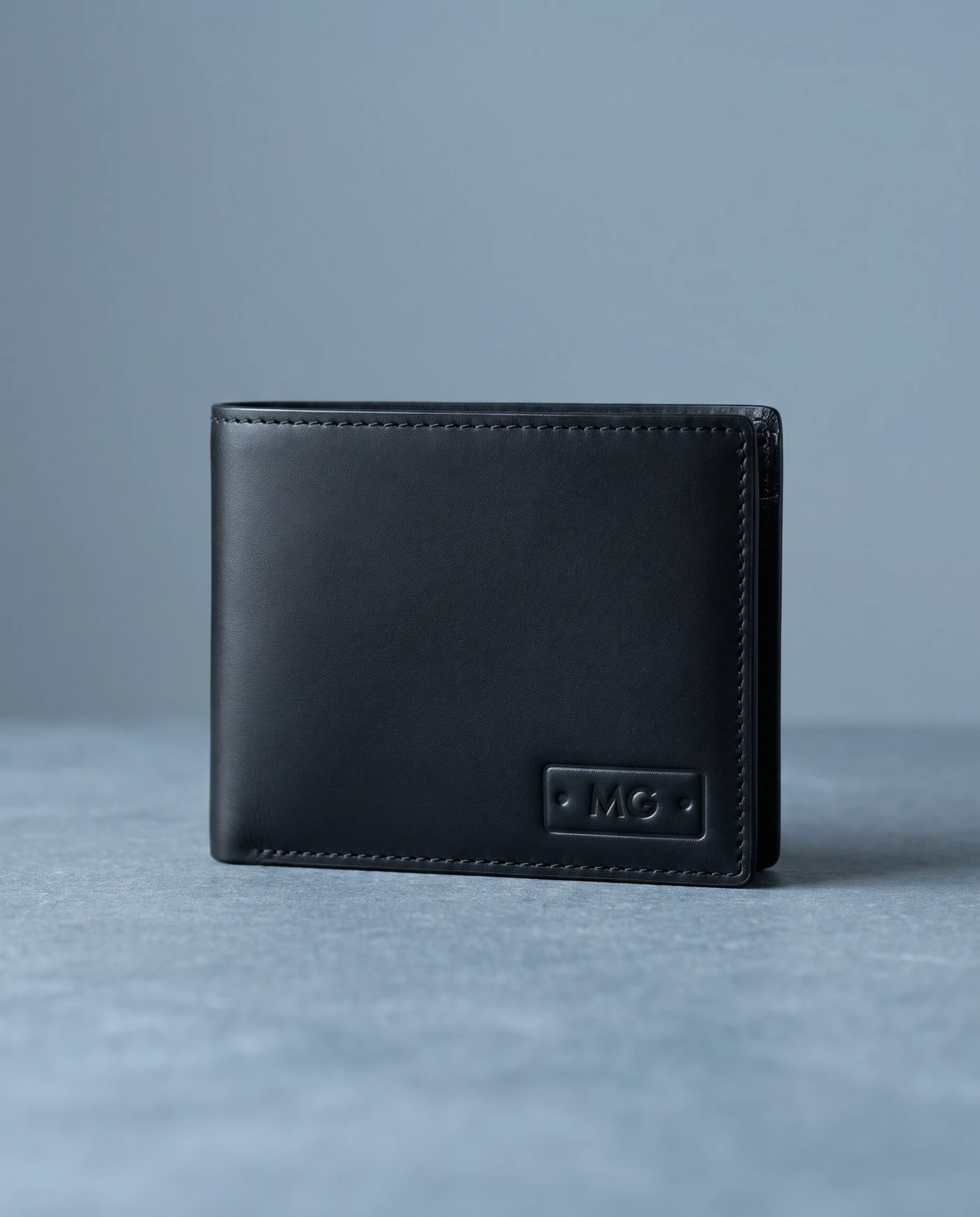Leather Bifold Wallet: front three-quarter view