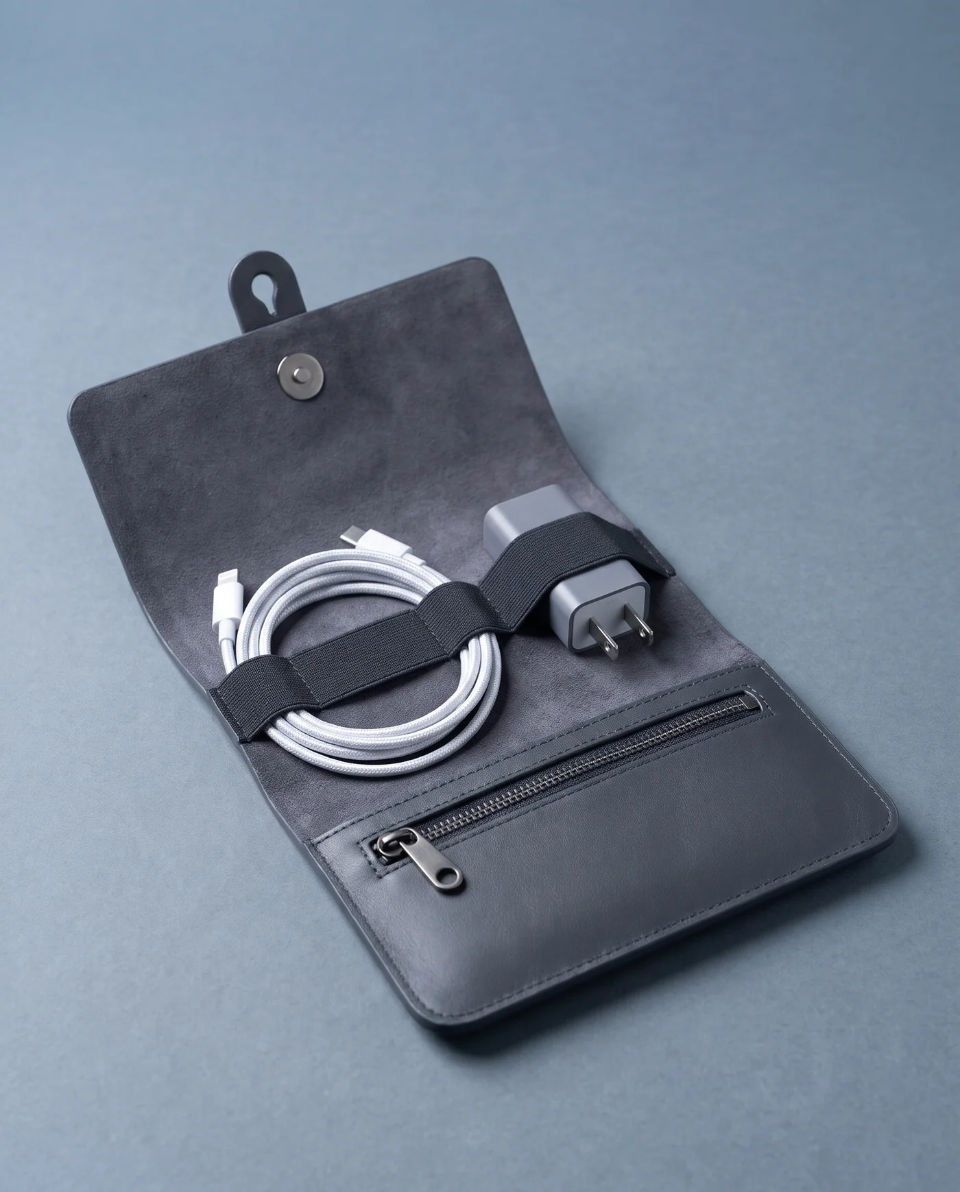 Leather Cable Organizer: inside view