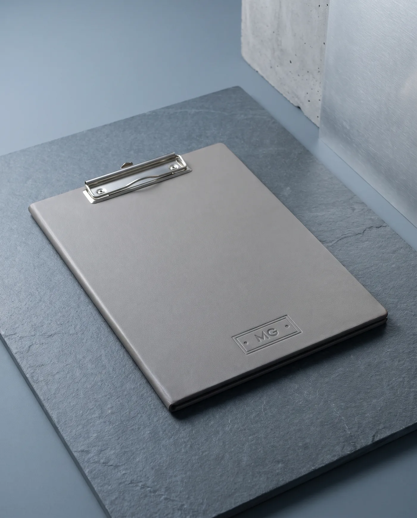 Leather Clipboard Folio: front three-quarter view
