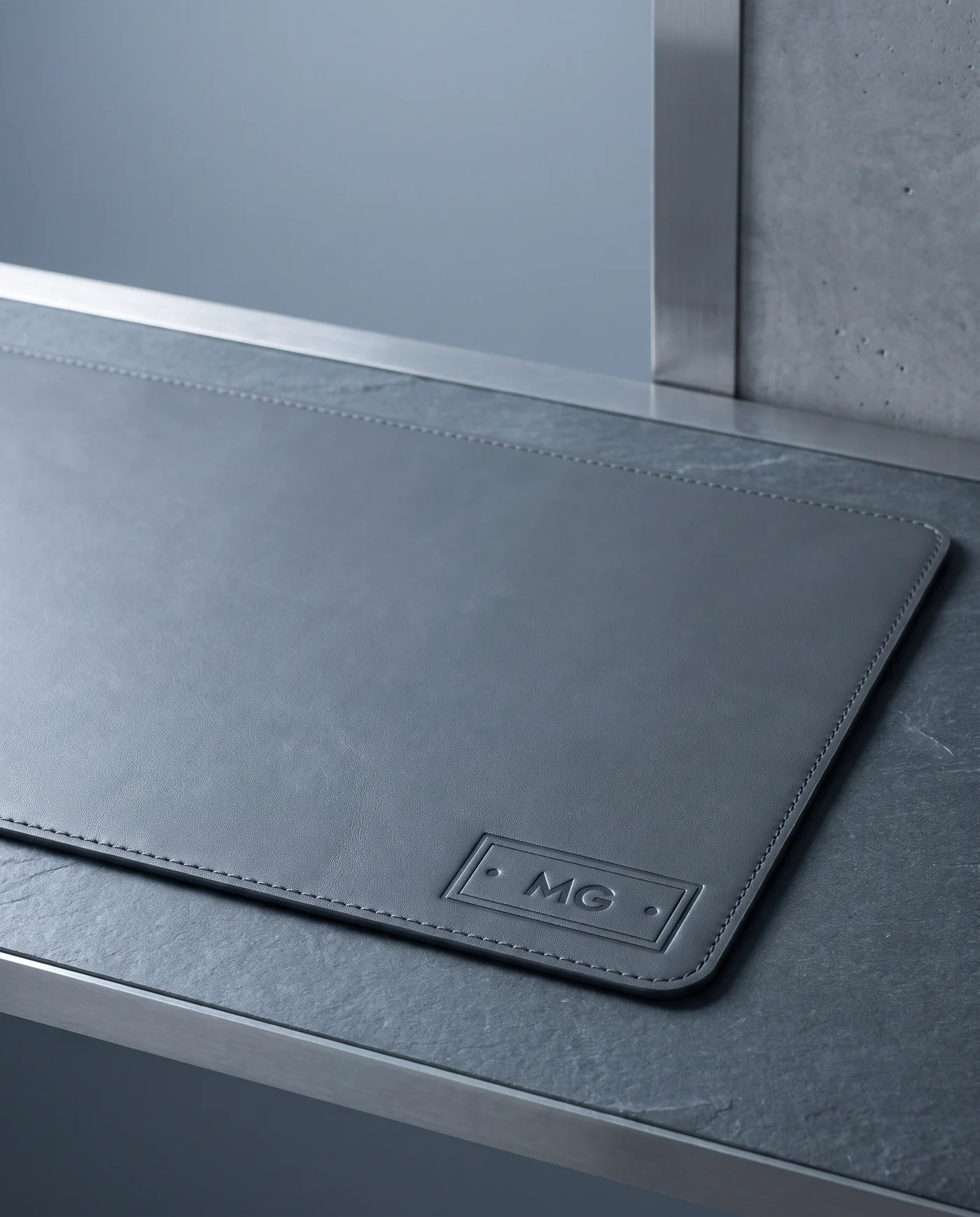 Leather Desk Mat: front three-quarter view