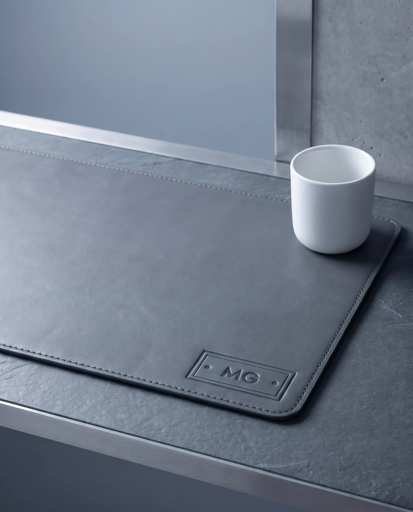 Leather Desk Mat: shown in use