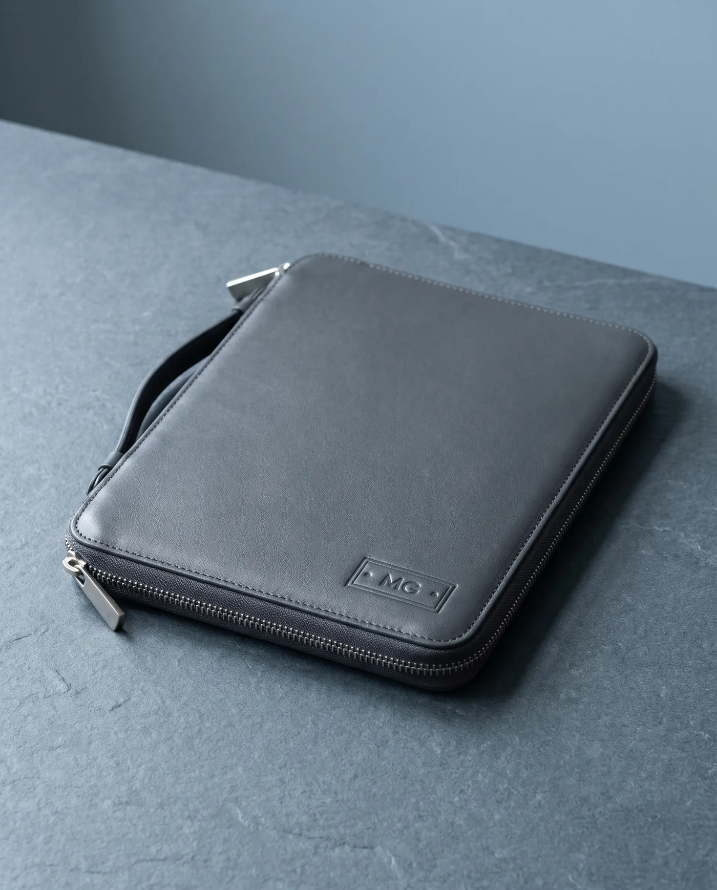 Leather Document Case: front three-quarter view