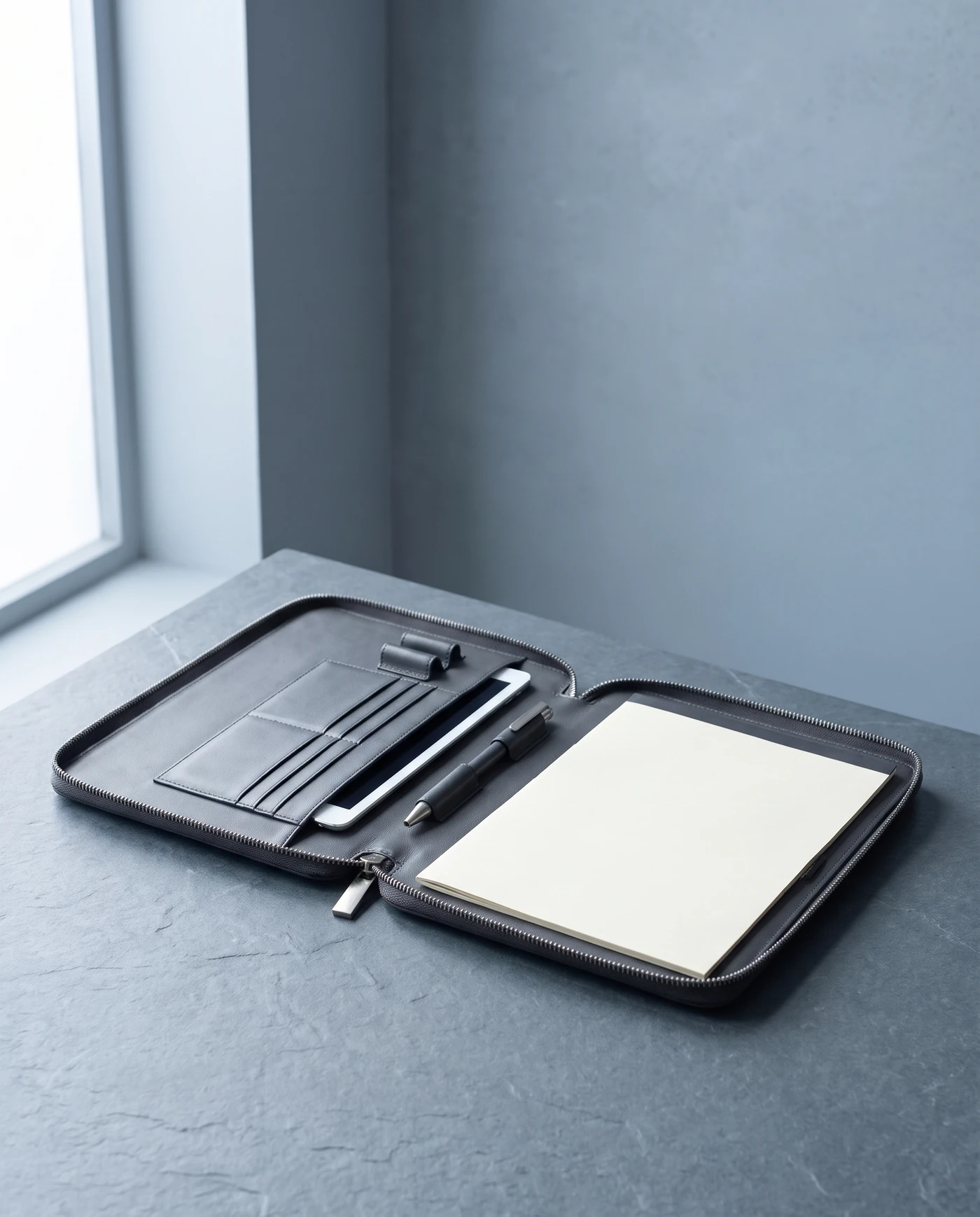 Leather Document Case: inside view