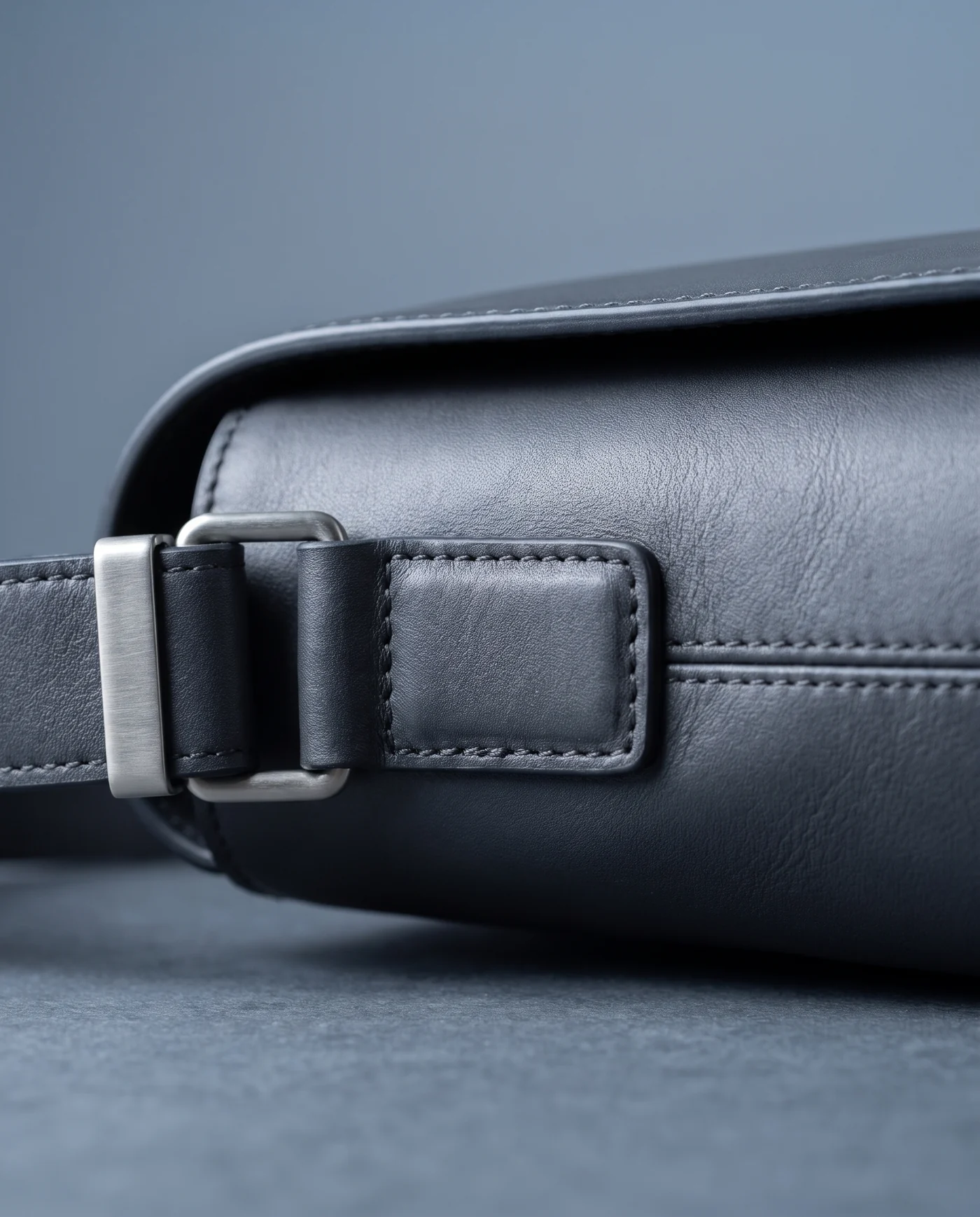 Leather Messenger Bag: close-up detail