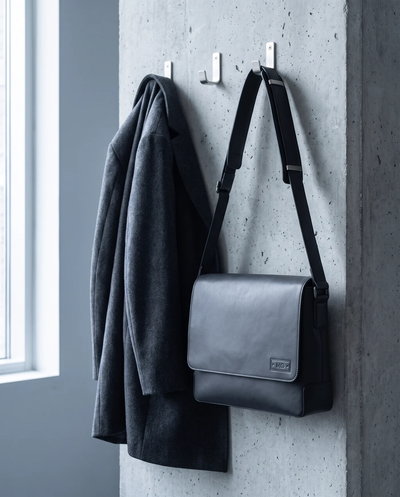 Leather Messenger Bag: shown in use