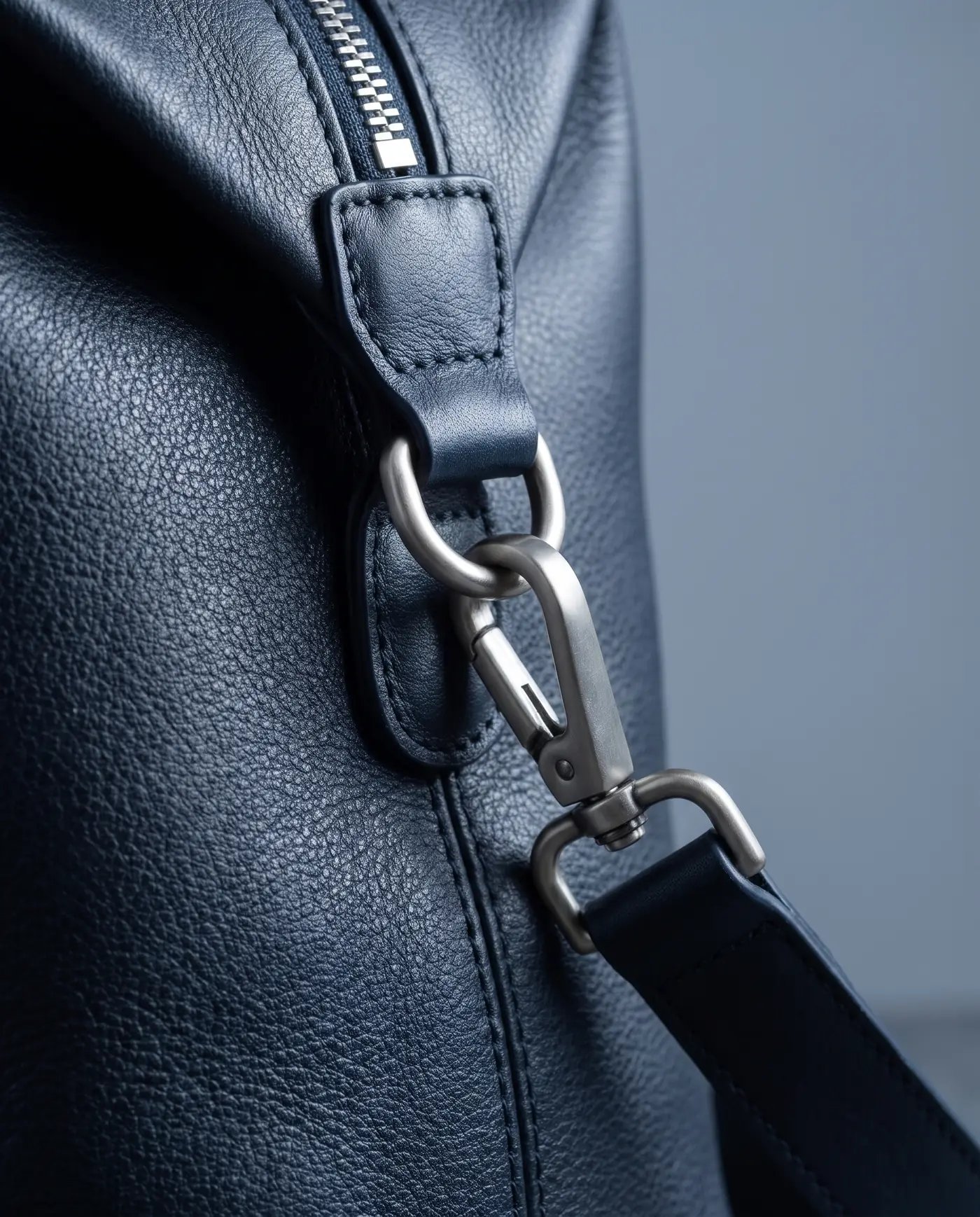 Leather Overnight Bag: close-up detail