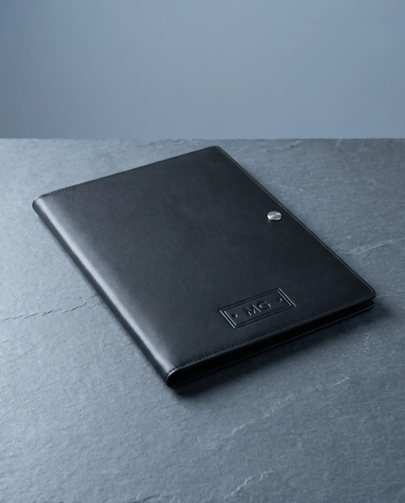 Leather Packing Folder: front three-quarter view