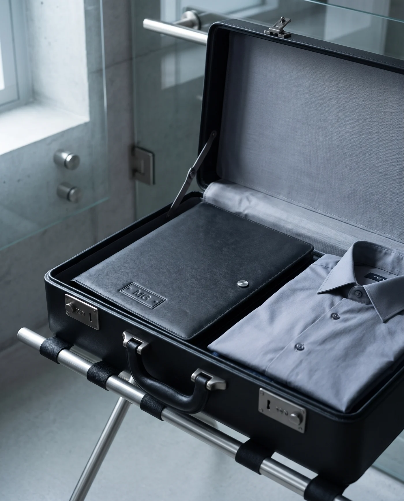 Leather Packing Folder: shown in use