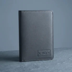 Leather Passport Cover: front three-quarter view