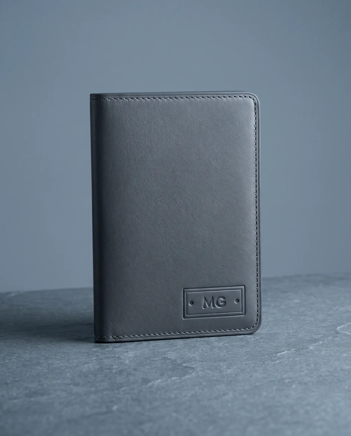 Leather Passport Cover: front three-quarter view