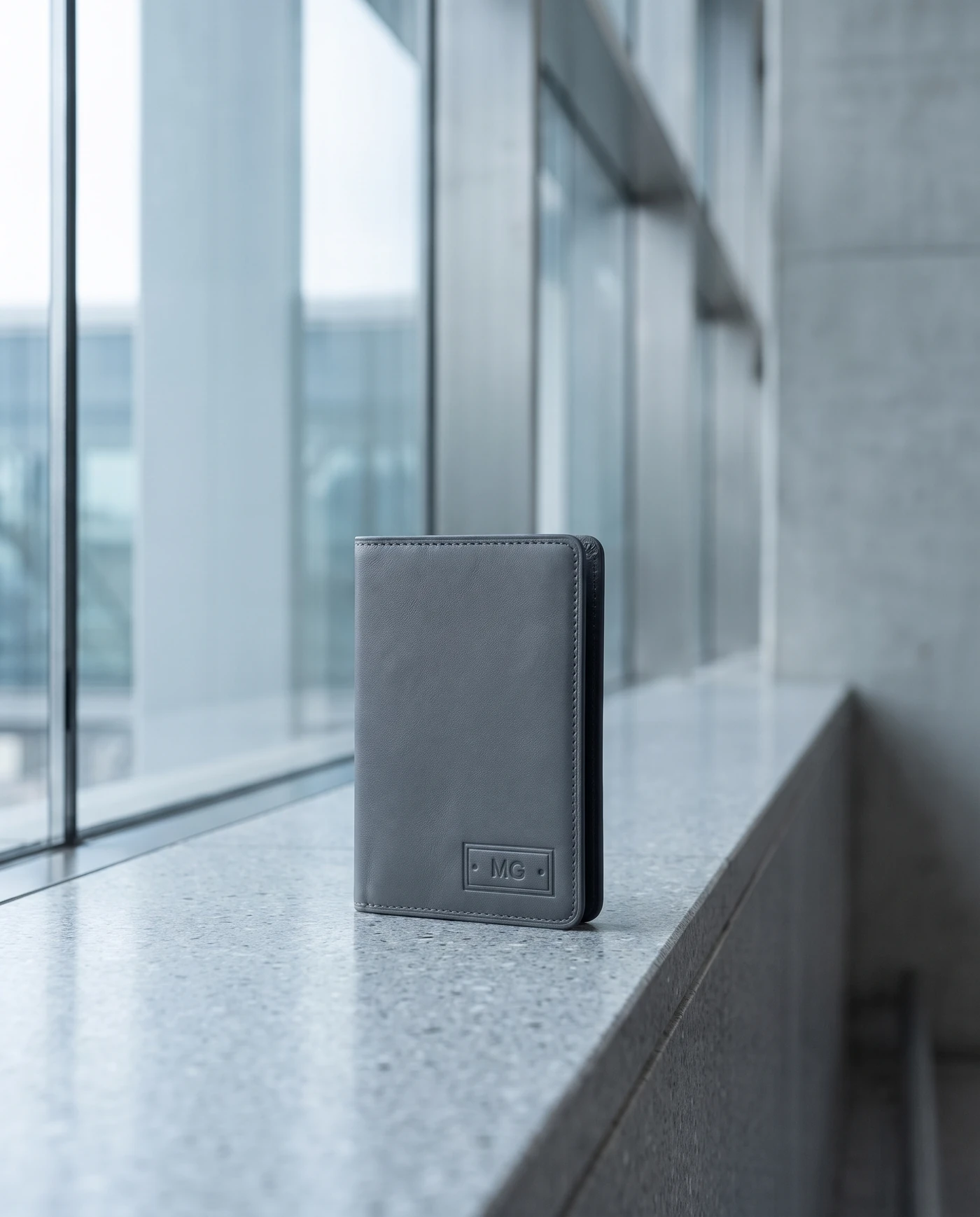 Leather Passport Cover: shown in use