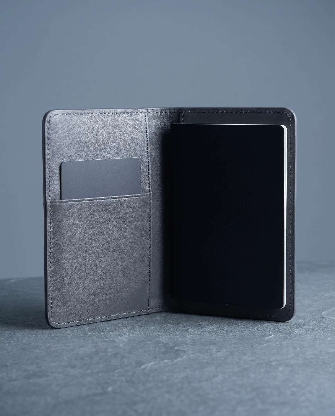 Leather Passport Cover: inside view