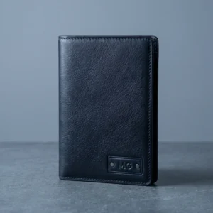 Leather Passport Wallet: front three-quarter view