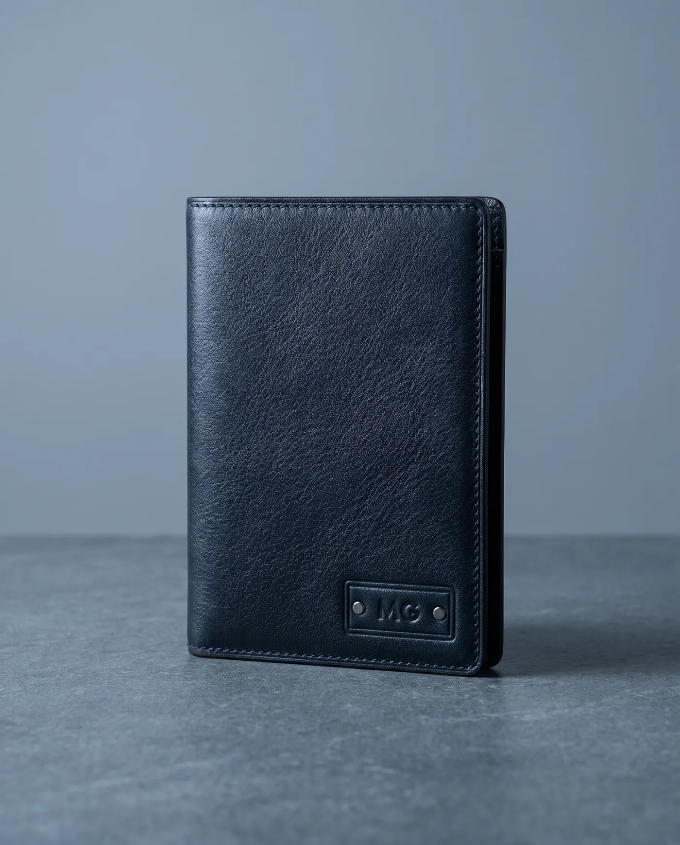 Leather Passport Wallet: front three-quarter view