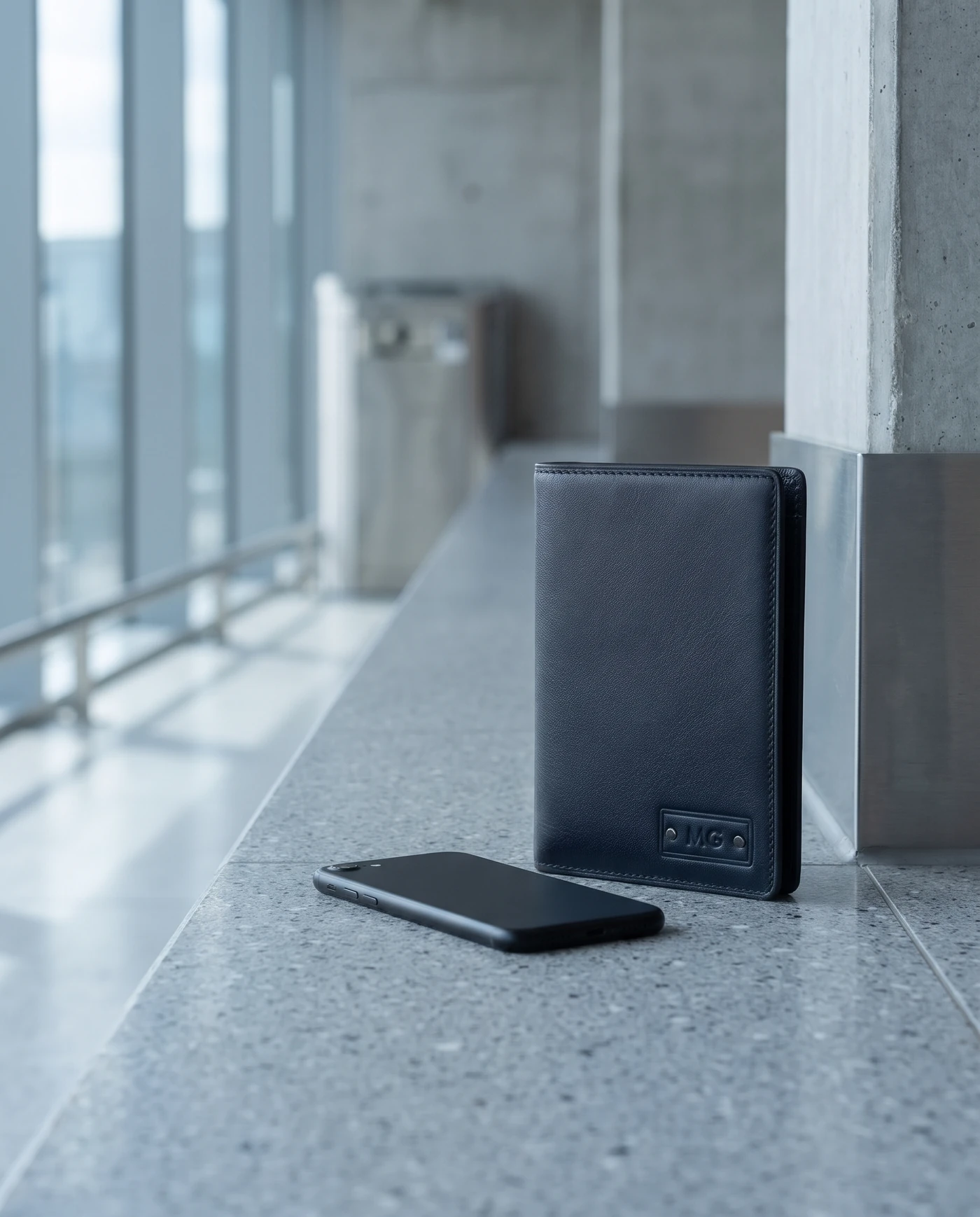 Leather Passport Wallet: shown in use