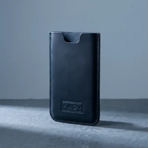 Leather Phone Sleeve: front three-quarter view