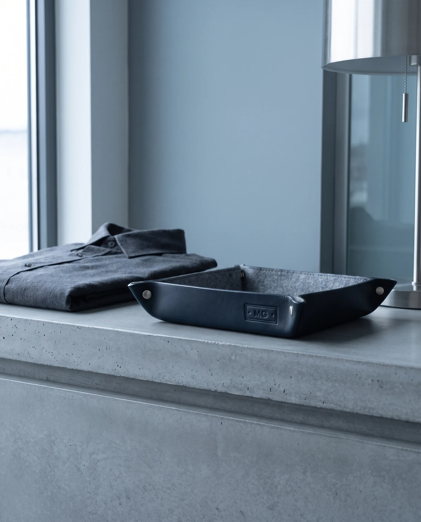 Leather Valet Tray: shown in use