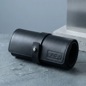 Leather Watch Roll: front three-quarter view