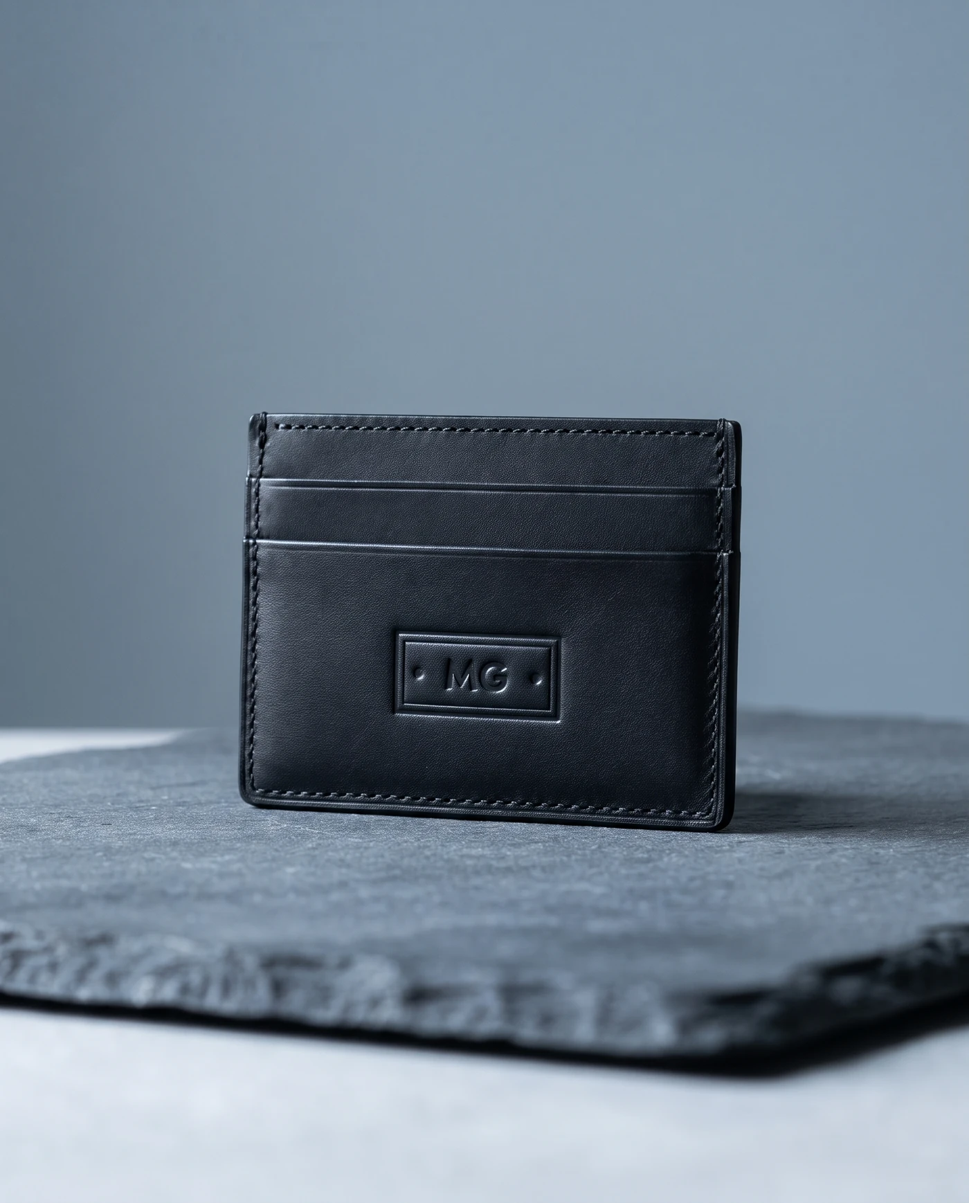 Slim Leather Card Case: front three-quarter view