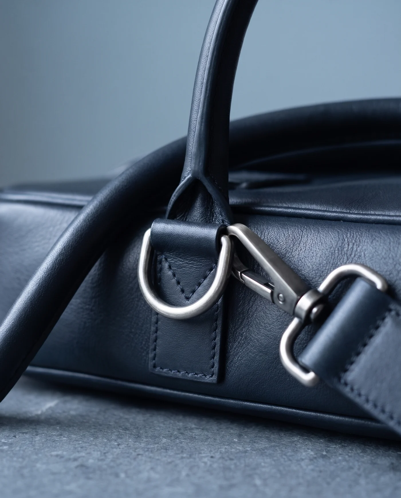 Unstructured Leather Laptop Briefcase: close-up detail